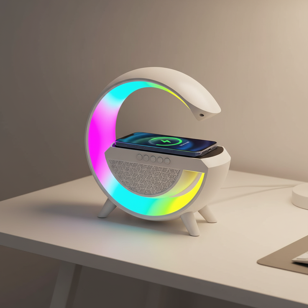 LED Kablosuz Şarjlı Hoparlör - Beyaz Arka Plan